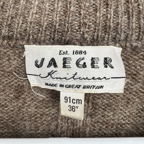 VTG Jaeger Knitwear Cardigan 36” Fair Isle Trim Wool Blend Holiday Preppy Casual - Picture 2 of 7